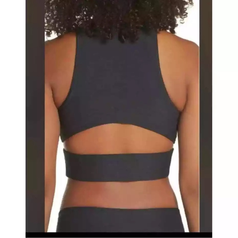 Outdoor Voices Slashback Black Crop Top Athletic Sport Bra Size Small S Charcoal - Picture 2 of 7